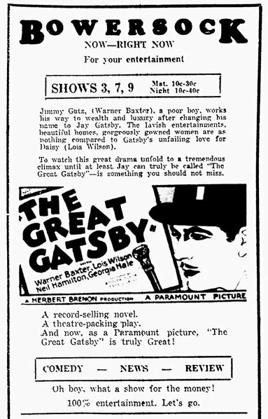Великий Гэтсби (1926) постер